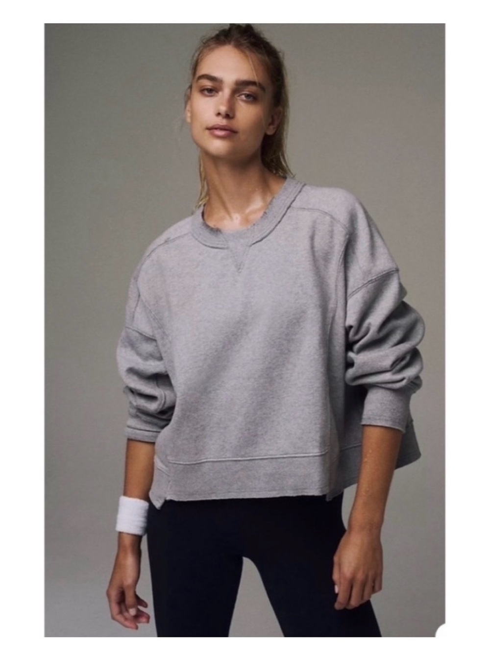 Free People Relaxed Crewneck Sweatshirt - Light Gray